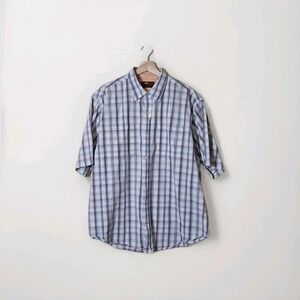 Bob Timberlake XL Men Plaid Short Sleeve Button Up Shirt 100% Cotton Light Airy‎